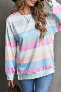 Stockpapa Multicolor Striata Colorblock Long Sleeve Pullover Cap