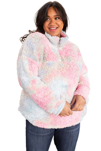 Stockpapa Overruns Pink Plus Size Tie-ostro vellus Sweatshirt