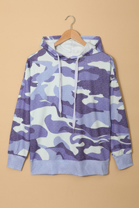 Stockpapa Purpura Camo Print Drawstring Hoodie Inventarium 