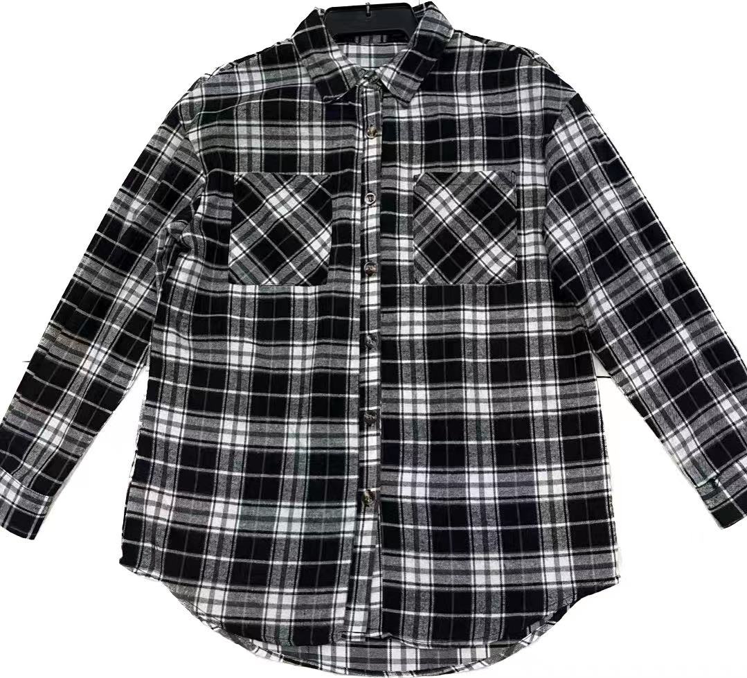 Stockpapa homines Clearance Sale Black and White Plaid Shirt 
