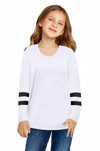 Crewneck Striata Color Clausus Puellae Sleeve Top