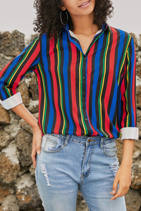 Multicolor Striata Modern Women Shirt